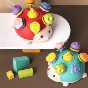 Three-in-one Baby Rattle, Spinner and Teether Hedgehog Toy